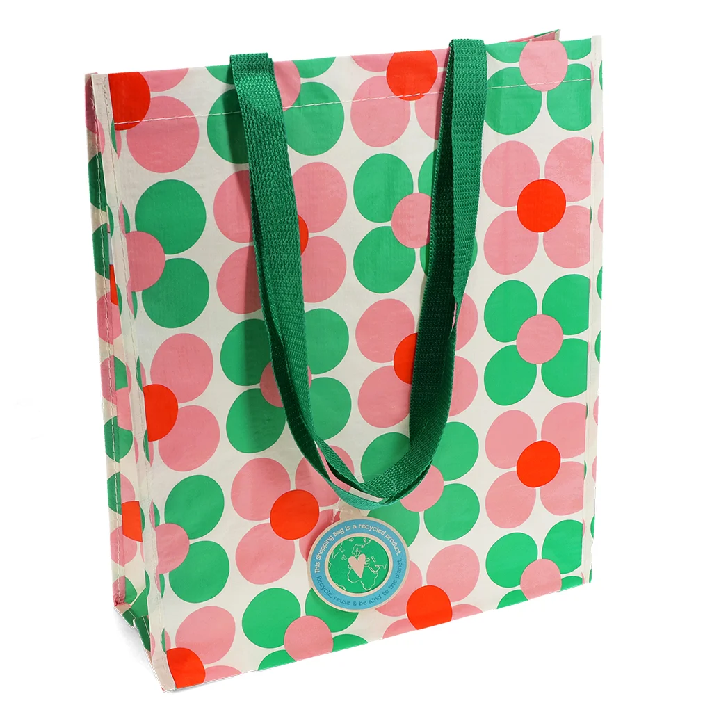 Einkaufstasche Shopper Daisy pink / green
